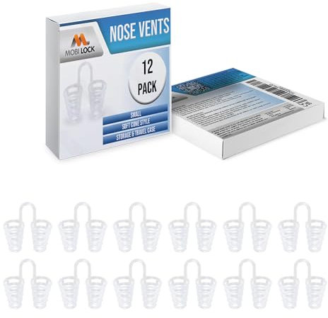 Nasenentlastung Nasendilatator - (12er-Packung Klein) Weichkegel-Entlüftungen - Einfache Lösung Perfekt für Nasenatmer - von Mobi Lock