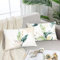 Bonhause 2er Set Kissenbezüge Tropische Blätter 30 x 50 cm Grün Rosa Blätter Dekorative Kissenhülle Zierkissenbezüge für Sofa Schlafzimmer Wohnzimmer Zuhause Garten Dekoration