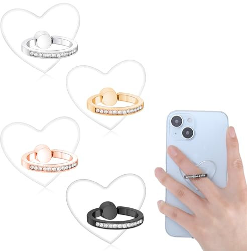 simarro 4 Stück Handy Ring Halterung, Herzförmig Handyringhalterung Finger Handy Griff Transparent Handy Ringhalter 360 Drehung Ring Handy Halterung Finger Ständer