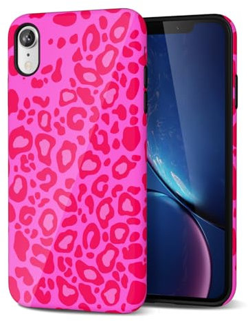 Svanove Cheetah Print Phone Case for iPhone XR Case Girly, Cute Leopard Case for Women, Luxury Trendy Retro Cool Animal Print Design, Aesthetic Pattern Y2k Slim Hard Shell Plastic Cover, Hot Pink