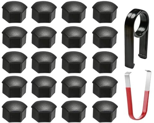 20 Pieces Wheel Nut Covers Set for Ford Transit Mk4 Mk5 Mk6 Mk7 (1991-2014), Wheel Bolt Nut Caps Covers Hexagonal Tire Nut Covers with Removal Tool Set,19mm