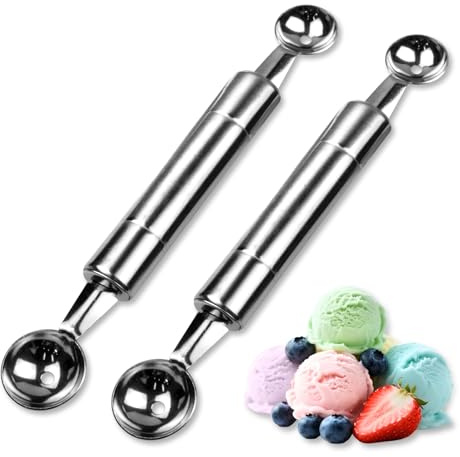 Cuillère à fruits et glace à double extrémité - Cuillère à melon en acier inoxydable et cuillère parisienne (30 mm)