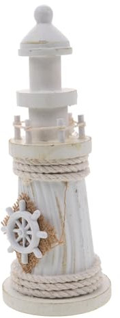 Abaodam 1a -lighthouse Dekofigur Im Mediterranen Stil Nautische Tischdeko Für Wohnräume Schlafzimmer Und Garten Kompakte Und Langlebige Holzstatue Als Für Strandliebhaber