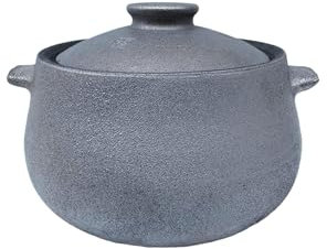 BIBTOO Cocotte en céramique, marmite en Argile, marmite à ragoût, marmite à Soupe au gaz, marmite de santé, cocotte en Argile à l'ancienne, Grise - 2 L/4 L/6 L/8 L(1)