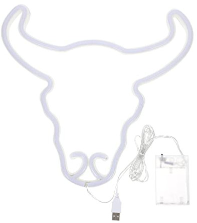 BATHVEVE Letrero de Neón de Toro Luz LED Creativa Alimentación USB/Batería Decoración para Pared Luz Neón para Habitaciones Infantiles 30 Cm