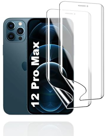 KoasVonson Pellicola Protettiva Idrogel per iPhone 12 Pro Max, 2 Pezzi | TPU trasparente HD, touch sensibile, autoriparante, antigraffio, Face ID, fotocamera frontale, posa guidata