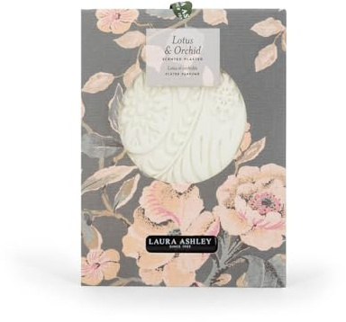 Laura Ashley Duftanhänger & 10ml Duftöl | Wiederverwendbarer Lufterfrischer aus Keramik für Auto, Schrank & Wohnraum | Lotus & Orchid