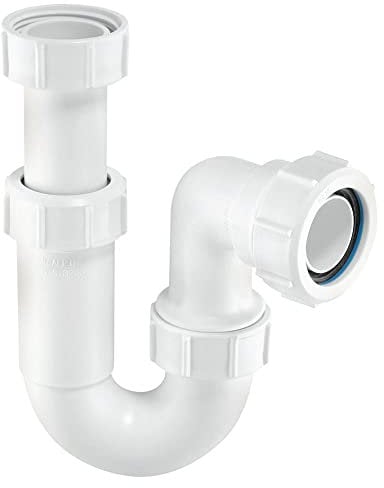 McAlpine ASC10 11/2 inch x 75mm Water Seal Adjustable Inlet Tubular Swivel 'P' Trap with Multifit Outlet, White