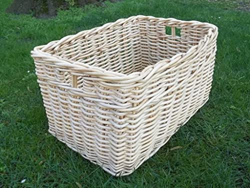 Holzkorb, Regalkorb Kaminkorb, Erntekorb aus Rattan Gr.1 natur, ca. 40 x 23 x 21