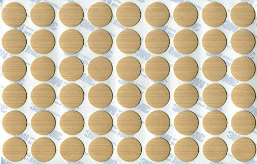 KwikCaps® PVC Mandal Ahorn Selbstklebende Schrauben-Abdeckungen Abdeckkappen Nägel Cam flach [54 Stk. x 20 mm Durchmesser]