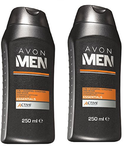 2 x Avon Men Essentials 3-in-1 Shampoo/Conditioner and Shave 250ml