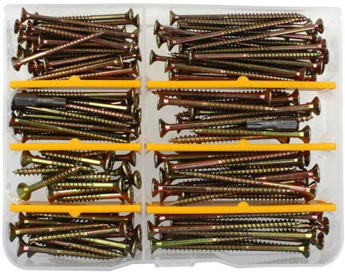 152 tlg Spanplattenschrauben Sortiment - verzinkt - Senkkopf - Torx - inkl. Bits