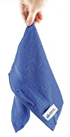 etérea Carli Frottee Handtücher Set - 100% Baumwolle - Oekotex 500 GSM - Bath Towel Frottiertücher - Handtuch, Gästetücher 30x50 cm - Blau