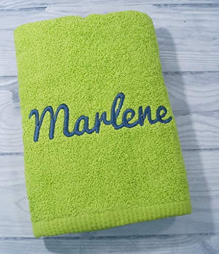 ★ Handtuch mit Namen Bestickt ★ 100% Baumwolle ★ Geschenk ★ Badetuch ★ 500 g/m2 ★ 50 x 100 cm ★ (50 x 100 cm, Grün) (700222)
