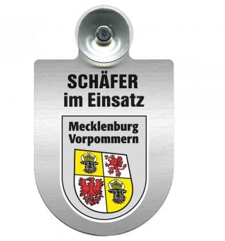 Einsatzschild Windschutzscheibe incl. Saugnapf - Schäfer im Einsatz - 309387 - incl. Regionen nach Wahl Farbe Region Mecklenburg-Vorpommern