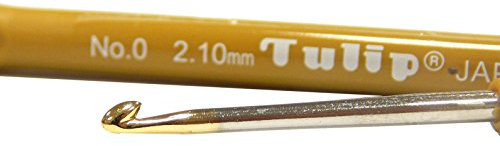Tulip Häkelnadeln mit Goldener Spitze und elastischem Stiel 2,10mm No. 0 Edelstahl