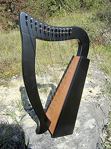 Irisch Keltische Kinder Harfe Harp 12 Saiten aus Buche schwarz