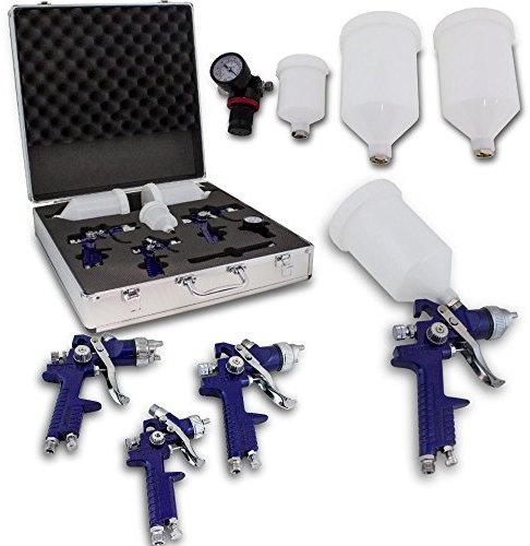 BITUXX® HVLP Lackierpistolen 3er Set Druckluftpistolen Farbsprühpistolen Spritzpistolen Farbspritzpistolen Set Lackieren Lackpistole Lackierpistole Spraypistole Druckminderer