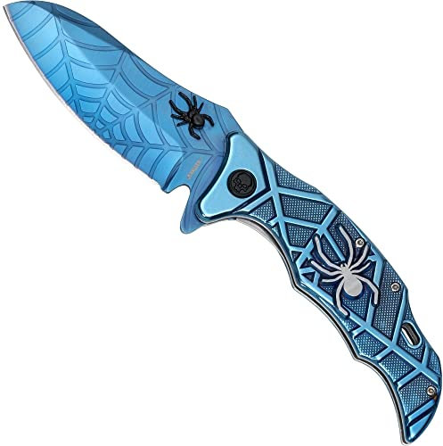 Haller Unisex – Erwachsene Taschenmesser Blue Spider Messer, blau, one Size