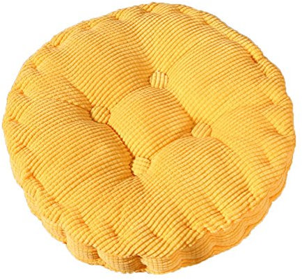 Milopon Sitzkissen Stuhlkissen Polster Hochlehner Auflage Corduroy Rund Sitzauflage für Stühle Gartenmöbel (Gelb)