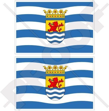 ZEELAND Provinz Flagge, Fahne Niederlande, Zeeland Niederländisch 75mm Auto & Motorrad Aufkleber, x2 Vinyl Stickers