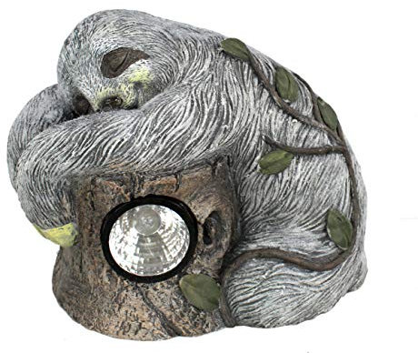 DARO DEKO Tier Figur in Stein-Optik Faultier mit LED Licht 41 x 31cm