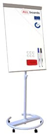 ALLboards Flipchart 100x70cm, Mobil, auf Rollen, Höhenverstellbar, Whiteboard Magnettafel Magnetisch, Trocken Abwischbar