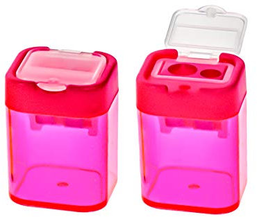 TSI 45628-3 Taille-crayon double carré avec fermeture - Couleur : rose