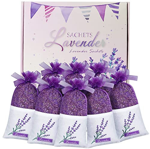 SCENTORINI Lavendelsäckchen, Lavendel Duftsäckchen für Kleiderschrank mit französischen getrockneten Lavendelblüten, zum Einschlafen, Entspannen - Mottenschutz im Kleiderschrank (8x30g)