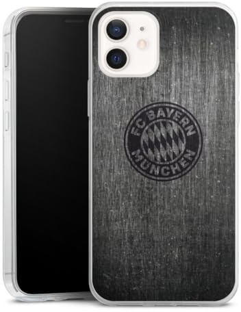 Slim Case kompatibel mit Apple iPhone 12 Silikon Handyhülle transparent Hülle extra dünn Metallic Look FCB FC Bayern München