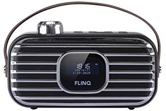 FlinQ Dab + Radio sans Fil Speaker - Radio Dab - Bluetooth - Radio rétro avec Son Silencieux - 80 Stations Radio - Radio-réveil - Noise Free - sans Fil