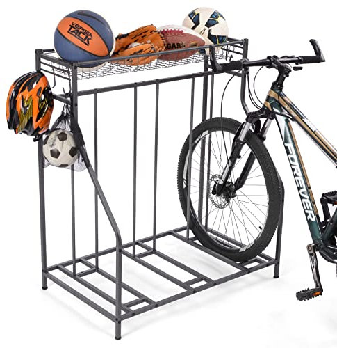 ikkle Rastrelliera biciclette 3 posti, porta bici terra, materiale di acciaio, forte stabilità, slot per bici regolabile, adatto a tutte le biciclette, comprese le biciclette elettriche