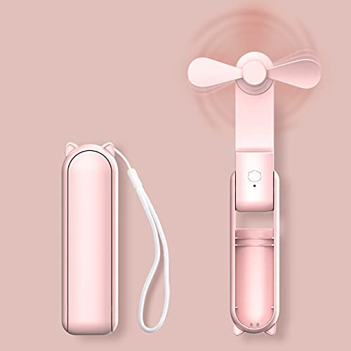 HZSK Handheld Mini Fan, Tragbarer faltbarer Ventilator mit Powerbank, USB Wiederaufladbarer kleiner Taschenventilator,Persönlicher Ventilator mit 3 Geschwindigkeiten für Frauen Outdoor Reisen
