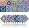 20 Piezas Pegatinas de Azulejos de PVC Impermeables Decoración de Pared Autoadhesiva para Baño Cocina Pared Pegatinas de Estilo Mosaico Bohemio Decoración del Hogar (10x10cm)