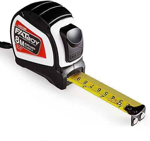 Dekton Fatboy Magnet Tape Measure 8m x 25mm | Extra Wide 25mm Blade | Magnetic Tip | Imperial & Metric Units | Anti-Slip Belt Clip | Auto-Lock | Class II Accuracy | Ideal for Professional and DIY Use