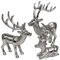 MichaelNoll Hirsch 3er Set - Liegend, stehend - Rentier Aluminium Metall Silber - Figur Statue Dekofigur - Deko für Wohnzimmer, Küche, Schlafzimmer - Weihnachten Winter - Hirschgeweih Dekoration