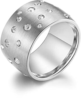 Banemi Herren Ring Mit Gravur, Edelstahlringe Herren Schleierkraut Bedeutungsvolle Geschenke für Freund Größe 65 (20.7)