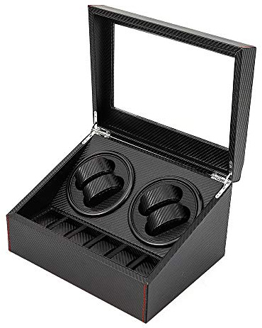Frederimo Uhrenbeweger, Carbon Fiber Uhrenbox für 4+6 Uhren Watch Winder luxuriöser automatischer Uhrendreher Kasten für Automatikuhren, Watch Winder,Uhrenvitrine