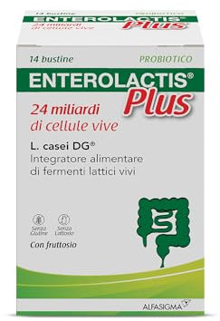 Enterolactis Plus, confezione da 14 bustine: fermenti lattici, probiotici, supporto per equilibrare la flora intestinale alterata