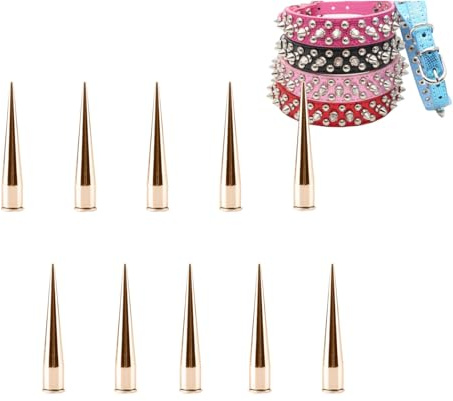 Cyrank 10 Stück Punk-Spikes,Kegel Spike Nieten,Punk Nieten,Spikes für Kleidung,Spikes und Nieten,Silberkegel,Punk-Kugel,große Ledernieten für Leder,Heimwerkerprojekte,Kleidungsdekor, 7 mm(Gold)