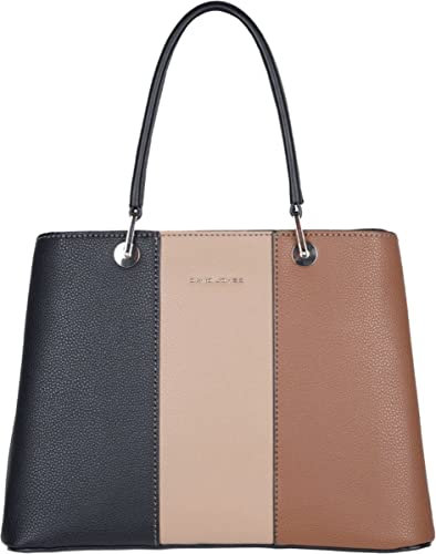 David Jones Schultertasche, gestreift mit drei Verteilungen, Schwarz