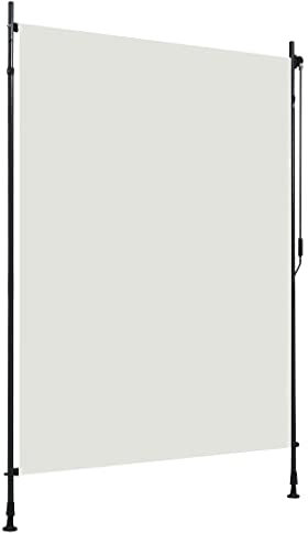 WIFESE Außenrollo 150x270 cm Creme Verdunklungsrollo Ohne Bohren Handkurbelbetrieb Seitenwandmarkiese Rollo FüR Aussenbereich Sichtschutz Terrassen-Sichtschutz Balkon Oder Pergola Terrasse Veranda