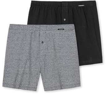 Schiesser Herren 2 Pack Boxershorts Baumwolle Jersey weich Multipack - Jerseyboxer, schwarz_180931, 8/ XXL