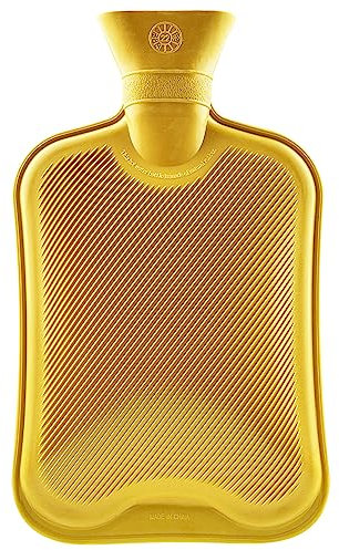 Hot Water Bottle Large 1.8L Rubber Hot Water Bag 1, 2 or 3 Pack Ribbed Surface One Side for Pain Relief Hot Cold Compress Cramps Back Pain Neck Pain (Yellow, 1 pc)