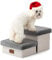 COZY KISS Haustiertreppe für Kleine Hunde mit Stauraum, Hundetreppe Faltbare für Vorsitz, Hunde Treppe Hunderampe mit Rutschfestem Boden, Lecksichere, Bis Zu 80kg, 33x50x25cm, 2 Stufen, Grau