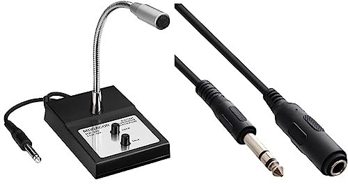 MONACOR 230280 ECM-200 Tisch-Mikrofon mit Schwanenhals & Inline 99935A Klinkenverlängerung, 6,3mm Klinke Stecker/Buchse, 5m, Stereo