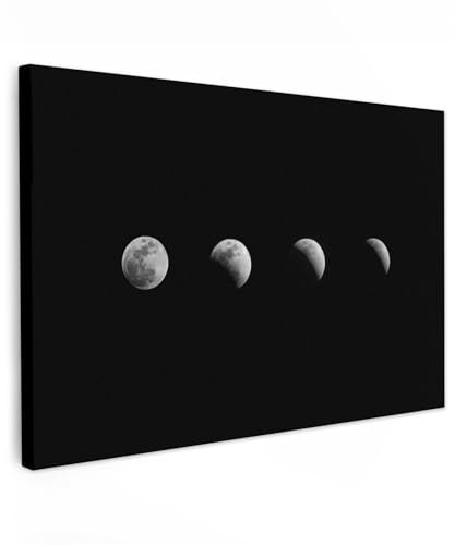 MuchoWow© Leinwand Schwarz Groß 120x80 cm XXL Deko Schlafzimmer Aesthetic Leinwandbilder Wohnzimmer Gemälde Foto Geschenk Living Room Decoration Wanddeko Schwarz - Mond - Weltraum