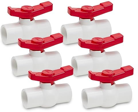 Bwintech 6 Stück 40MM PVC-Kugelhahn, Wasserhahn Wasser Stop Kugelhahn, 90 Grad Betrieb Handgriff Ventil Rohrverschraubungen
