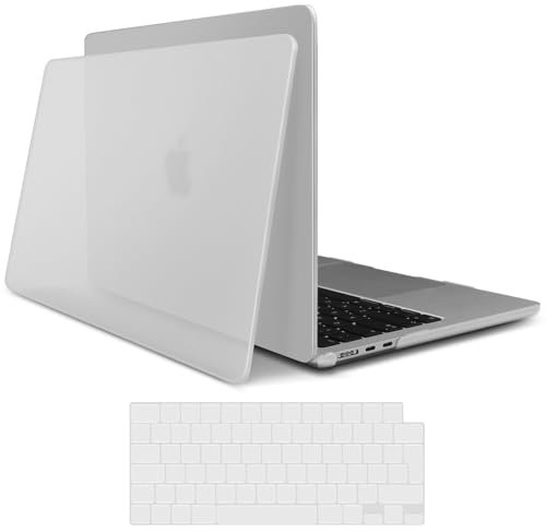 TECOOL Cover Smerigliato per MacBook Air M4 M3 M2 13,6 Pollici 2022 2024 2025 (A3240 A3113 A2681), Custodia Rigida Protettiva Ultrasottile in Plastica e Copritastiera UE, Trasparente Opaco