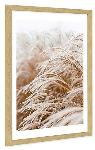 PHOTOLINI Bilderrahmen A2 Holz Eiche, breiter A2 Bilderrahmen 42x59,4 zum Aufhängen, Rahmen 42x60 mit bruchsicherem Acrylglas & Zubehör - Poster Frame für Ihre stilvolle Wanddekoration